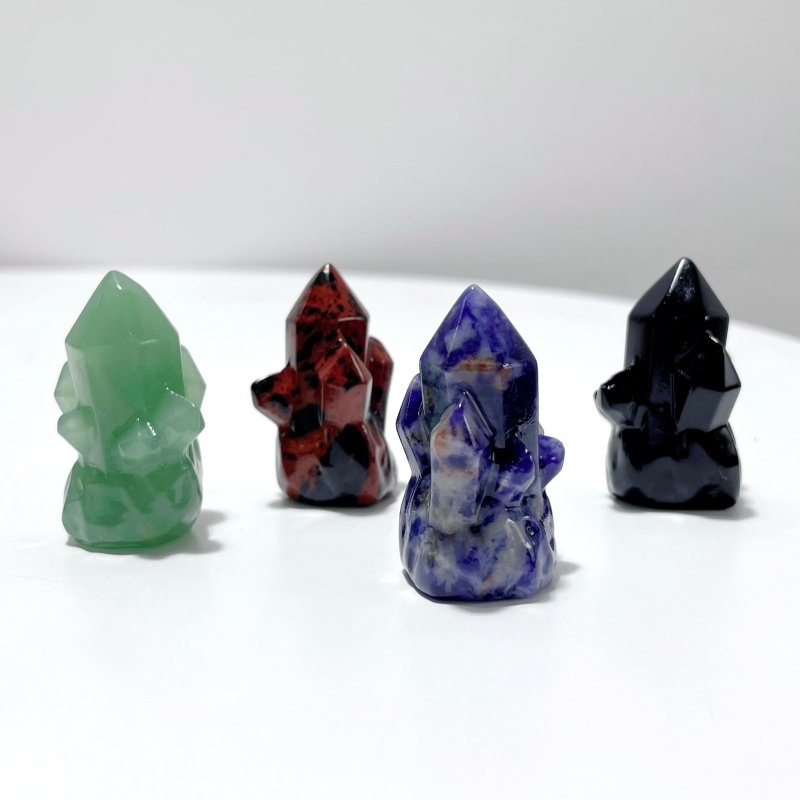 crystls 9 Types Crystal Cluster Rocket Shaped Carving Wholesale Pink