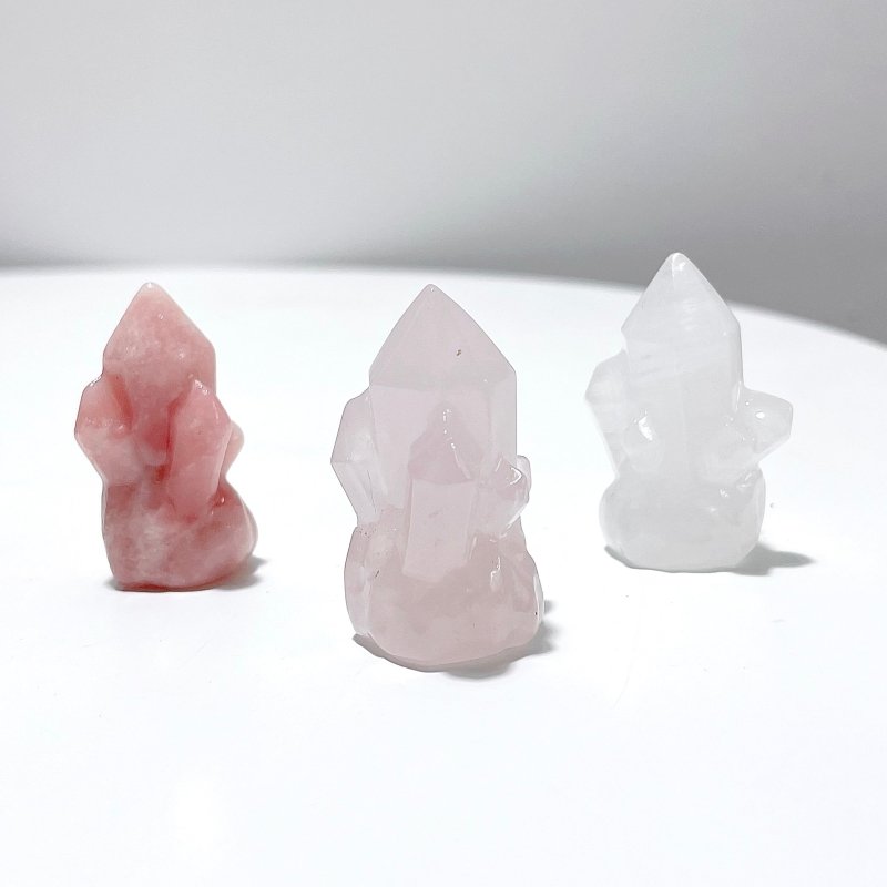 9 Types Crystal Cluster Rocket Shaped Carving Wholesale Pink Opal Obsidian - Wholesale Crystals