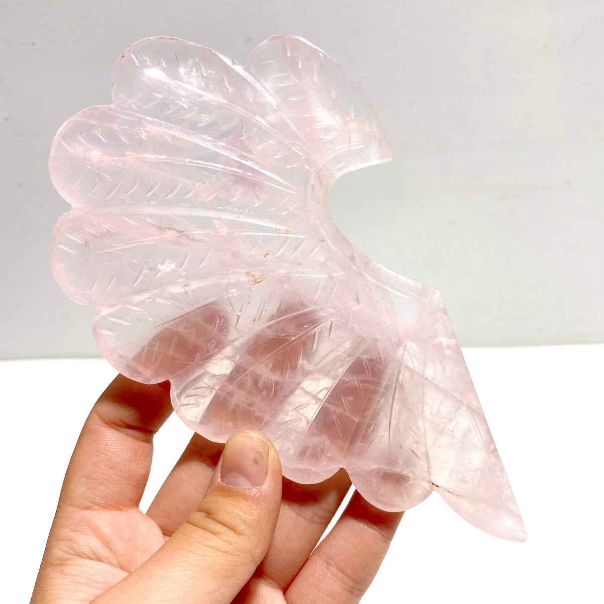 Unique Rose Quartz Heart Carving With Stand