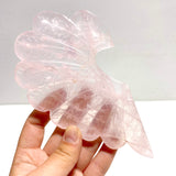 Unique Rose Quartz Heart Carving With Stand