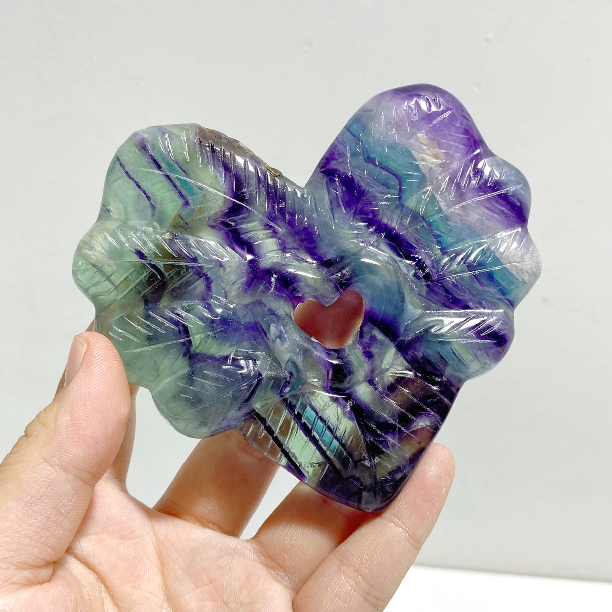 9 Pieces Rainbow Fluorite Heart With Stand