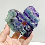 9 Pieces Rainbow Fluorite Heart With Stand