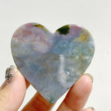Ocean Jasper Heart Wing Carving With Stand