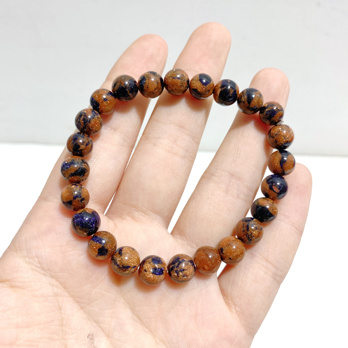 8MM Blue Mixed Gold Sandstone Bracelets Wholesale