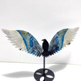 Unique Trolleite Stone Eagle Wing Carving With Stand #A03