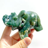 11 Pieces Moss Agate Elephant Carving