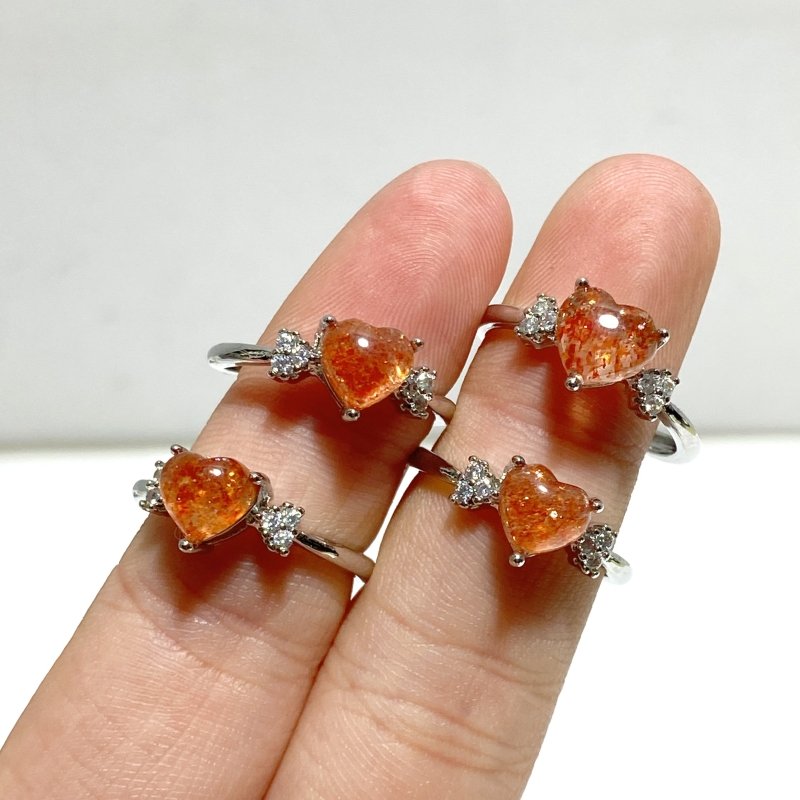 97 Pieces Beautiful Sunstone Heart Shape Ring 1 - Wholesale Crystals