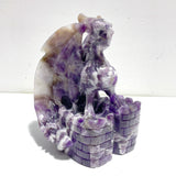Unique Chevron Amethyst Flying Dragon Castle Carving