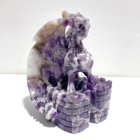 Unique Chevron Amethyst Flying Dragon Castle Carving