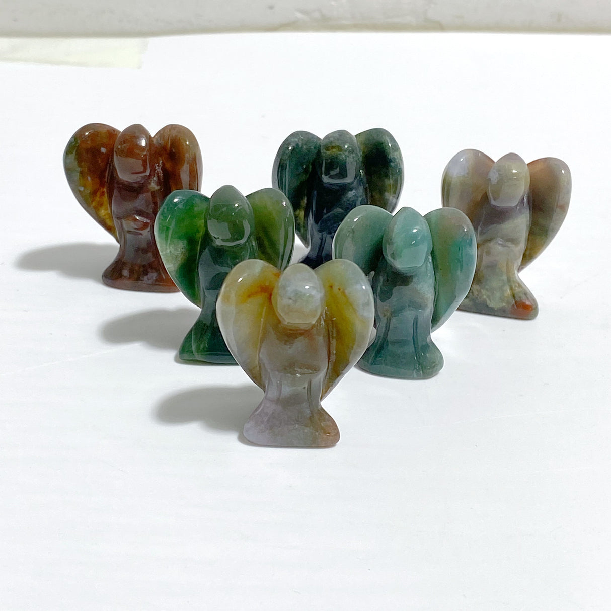 10 Types Mini Angel Carving Rose Quartz Moss Agate