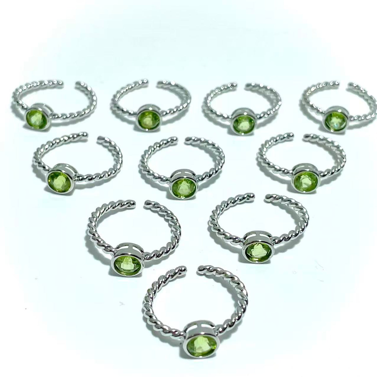 Cut Faceted Peridot Rings Wholesale