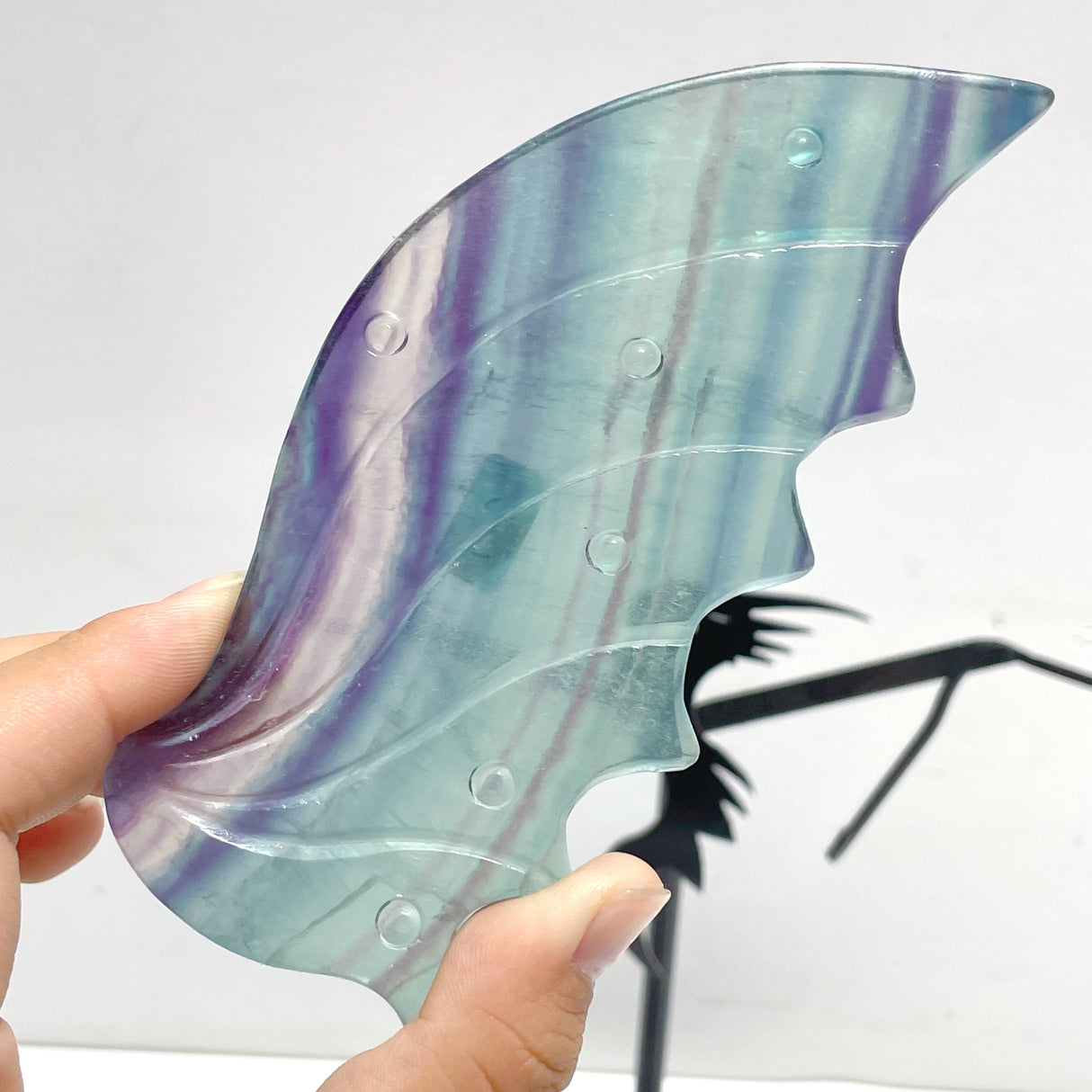Beautiful Rainbow Fluorite Flying Dragon Wing With Stand