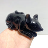 8 Pieces Silver Sheen Obsidian Animals Carving