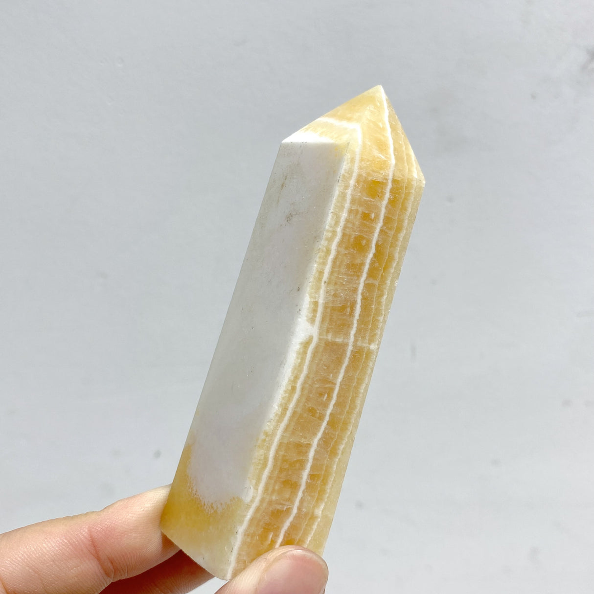 White & Yellow Calcite Four-Sided Tower Point Wholesale