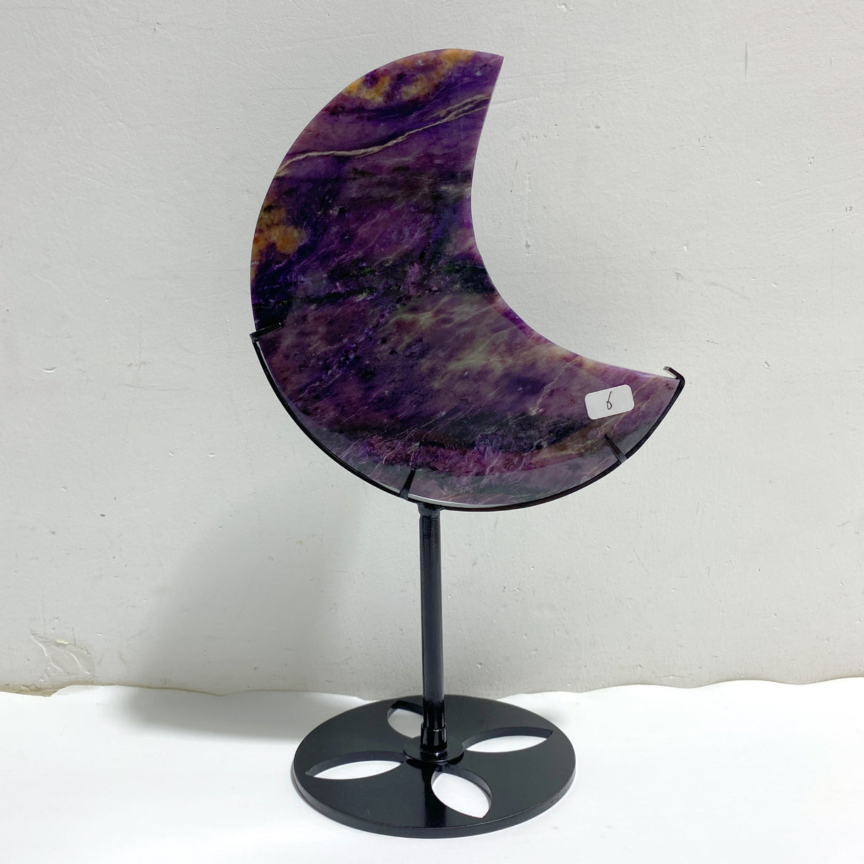Large Charoite Moon Carving With Stand #6