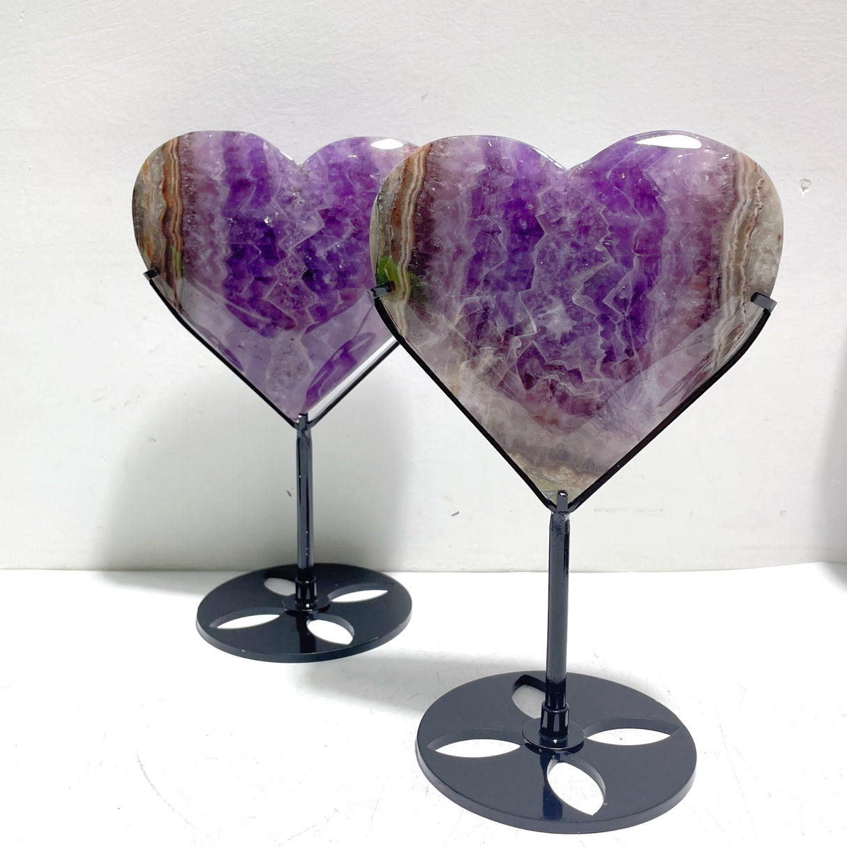 9 Pieces Amethyst Mixed Agate Heart With Stand