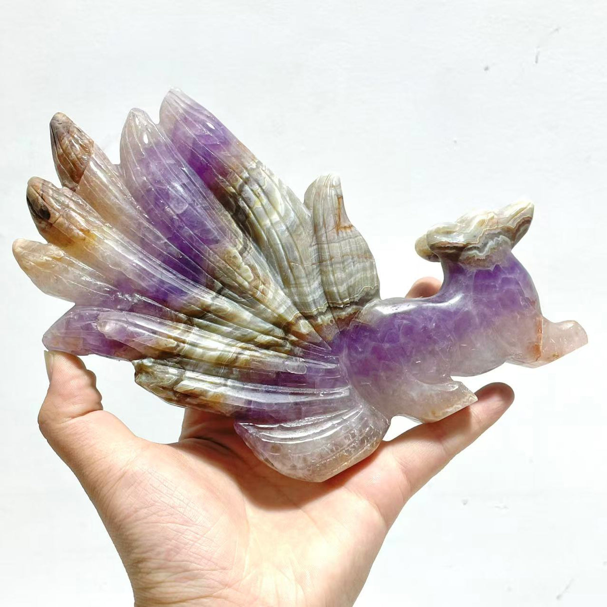 6 Pieces Amethyst Mixed Agate Nine-tailed Fox Carving