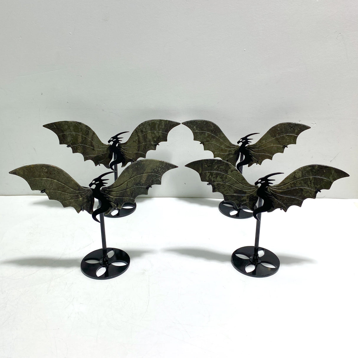 4 Pairs Pyrite Flying Dragon Wing Carving With Stand