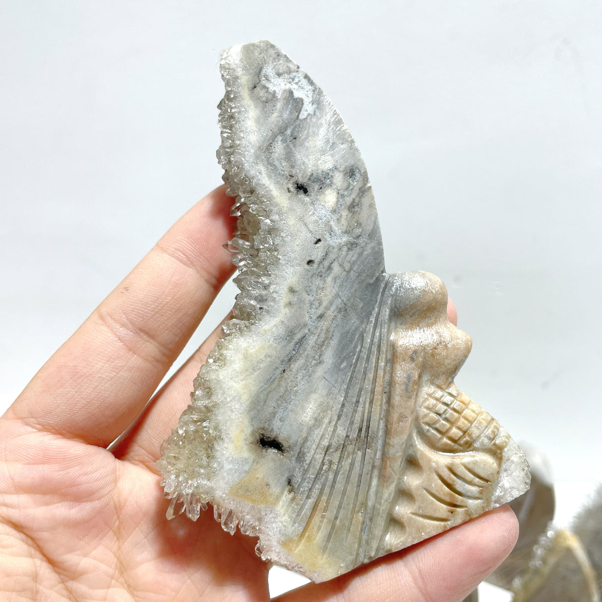 11 Pieces Clear Quartz Cluster Butterfly Fairy Carving