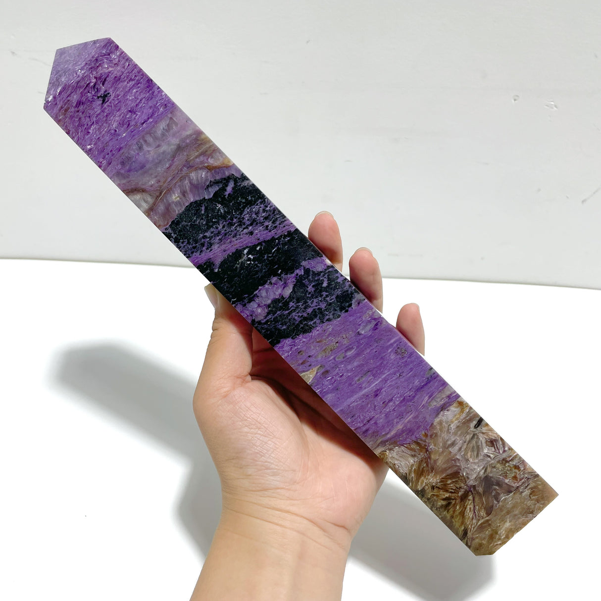 Unique Charoite Four-sided Tower For Collection #A04