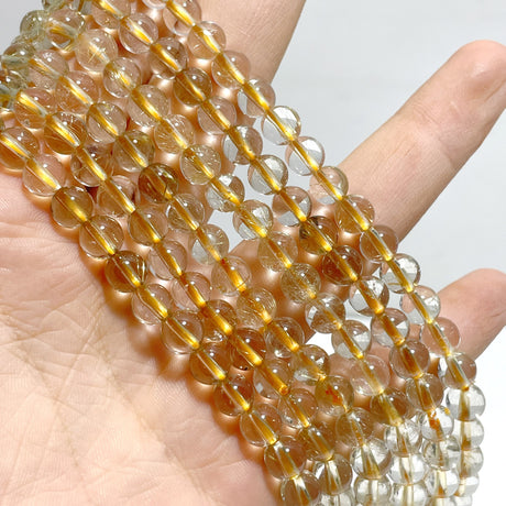 6 Pieces 6mm Rutile Quartz Beads 3-Loop Bracelet/Necklace For DIY