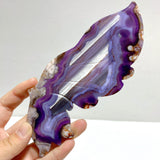 Unique Purple Sakura Flower Agate Butterfly Wing Carving With Stand