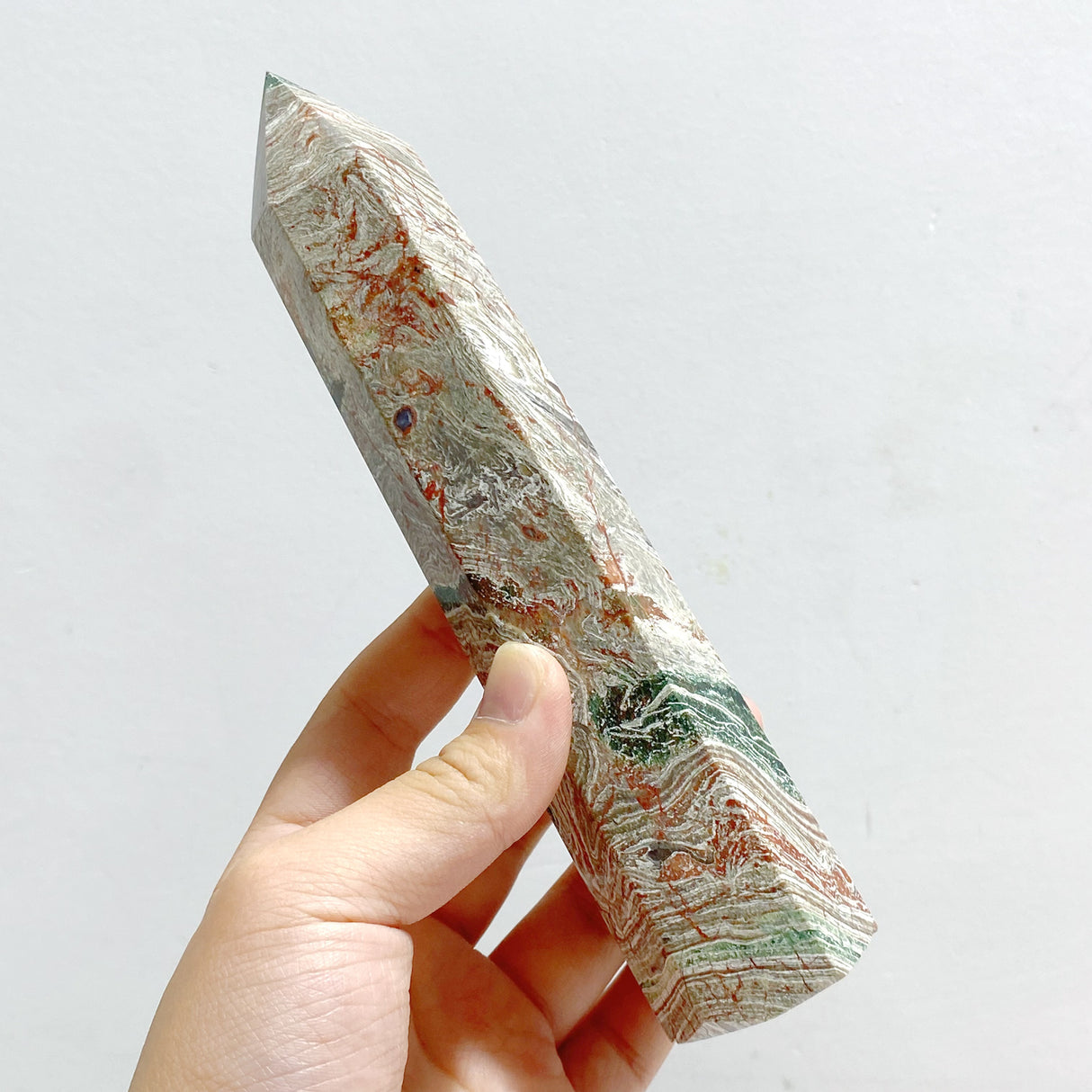 21 Pieces Green Stripe Jasper Point #2