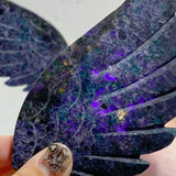 Fluorite Mixed Blue Apatite Heart Wing Carving With Stand
