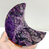 4 Pieces Large Charoite Moon Carving With Stand #1