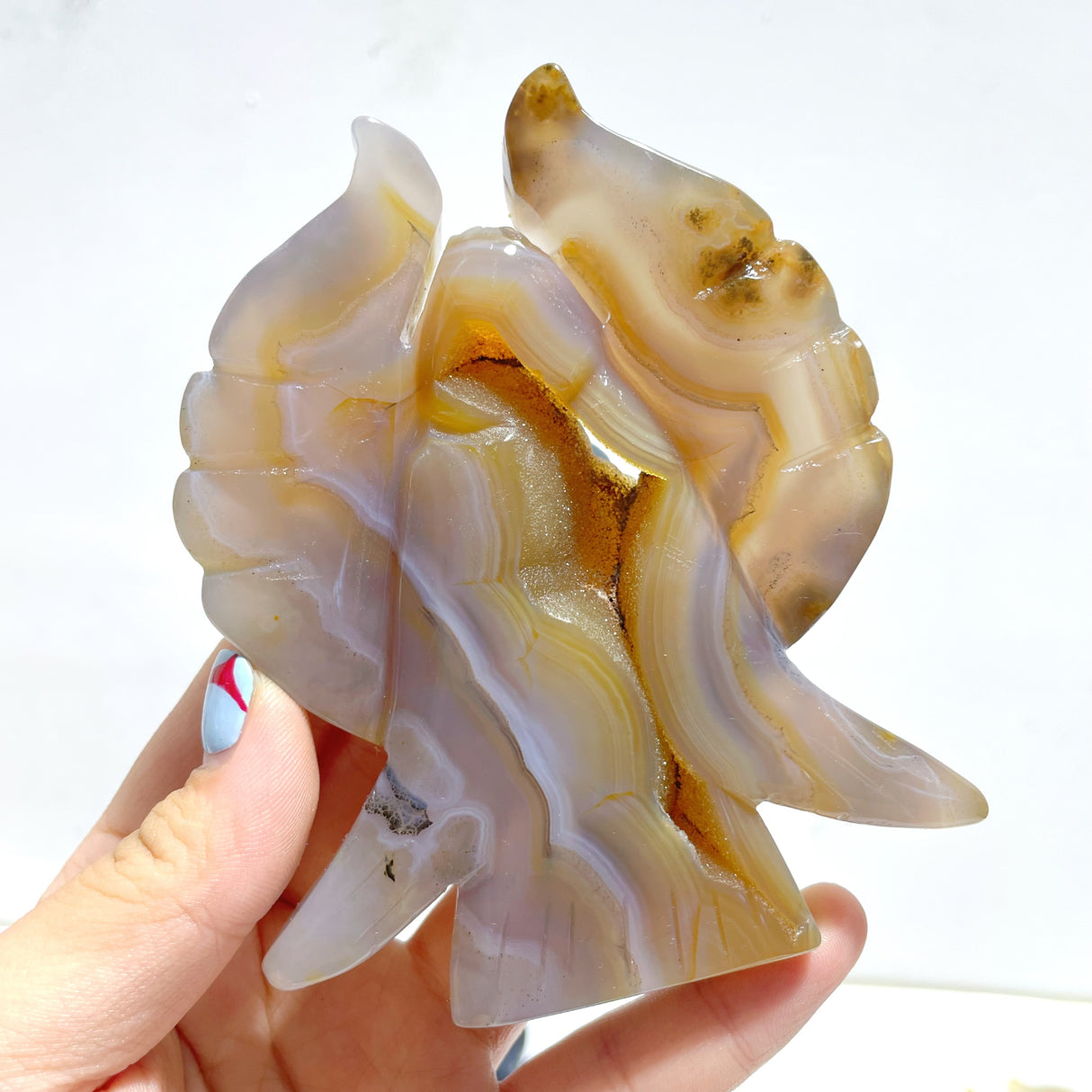 13 Pieces Geode Agate Druzy Angel Carving