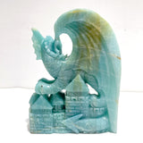 Unique Caribbean Calcite Flying Dragon Castle Carving