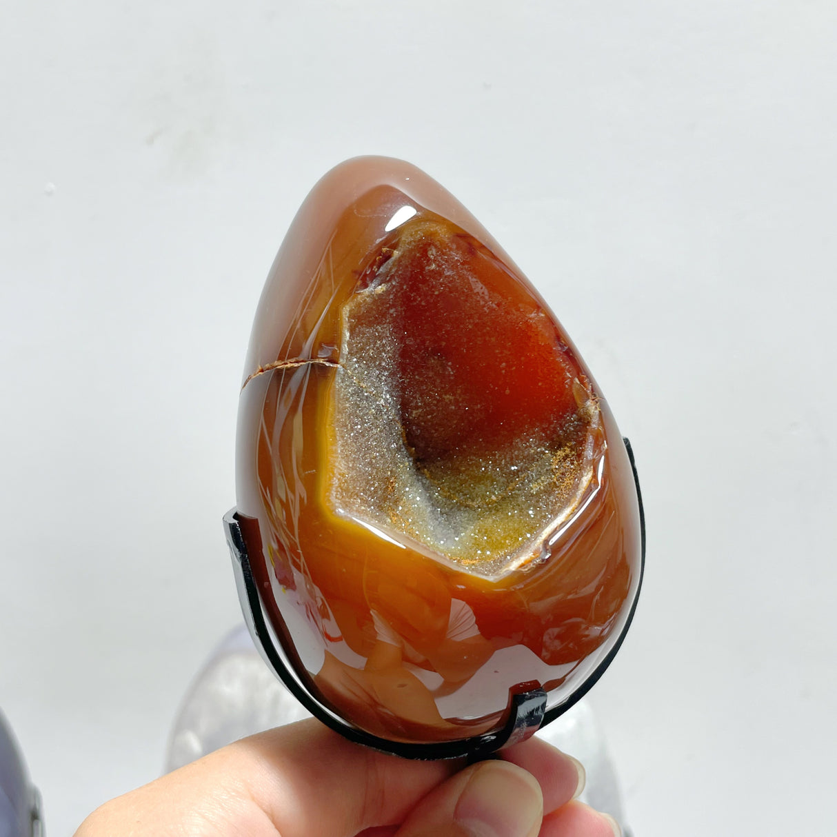 5 Pieces Geode Druzy Eggs Carving With Stand