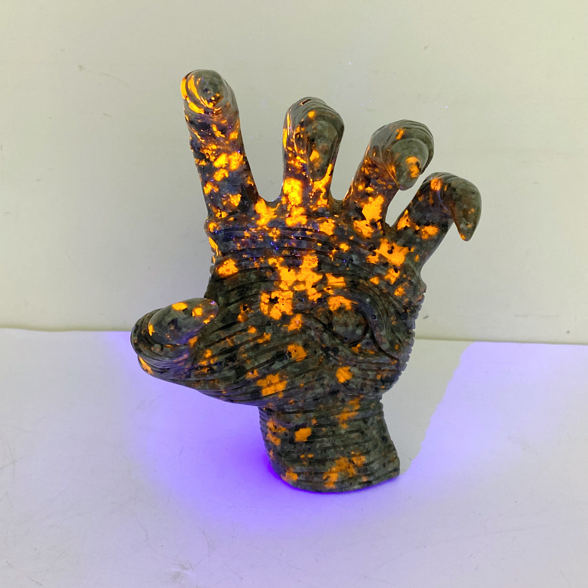 Yooperlite Stone Witchcore Demon Hand Carving