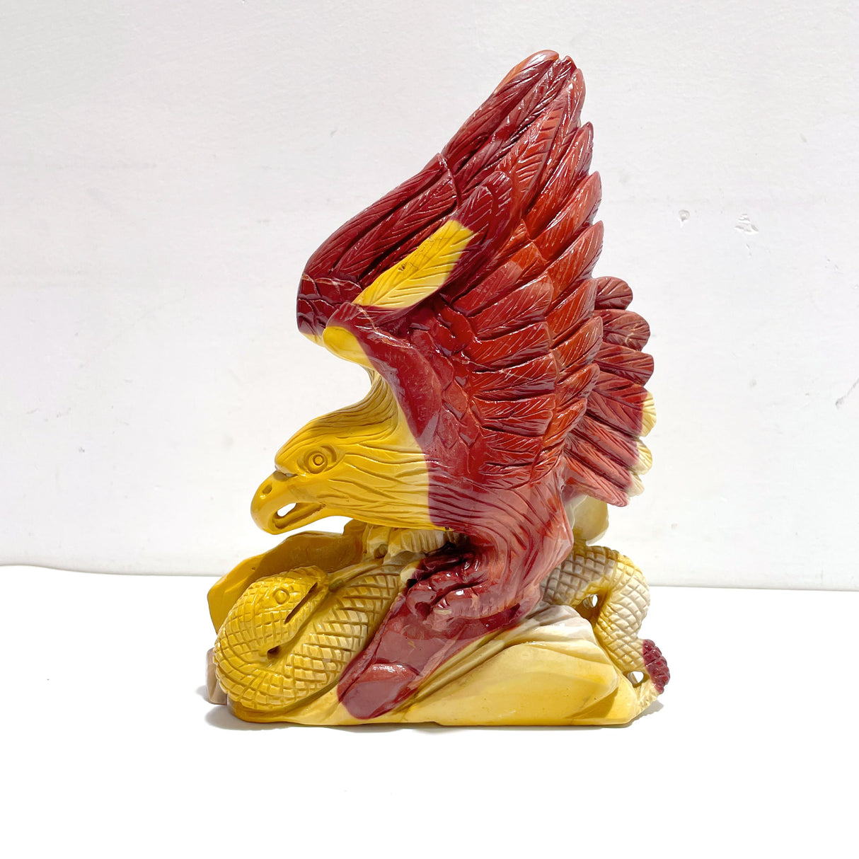 Unique Mookaite Eagle&Snake Carving