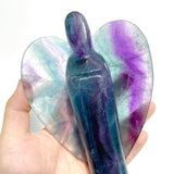 3 Pieces Large Rainbow Fluorite Angel Carving