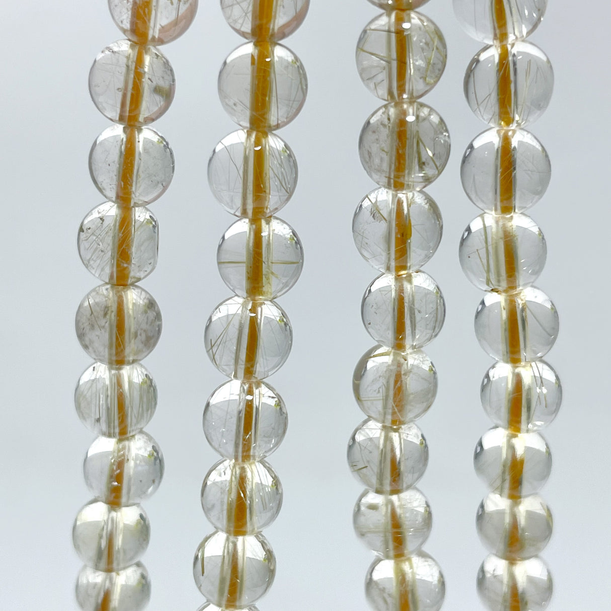 6 Pieces 6mm Rutile Quartz Beads 3-Loop Bracelet/Necklace For DIY