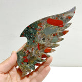 Africa Blood Stone Demon And Angel Wing Carving With Stand - Wholesale Crystals