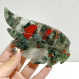 Africa Blood Stone Heart Wing Carving With Stand -Wholesale Crystals