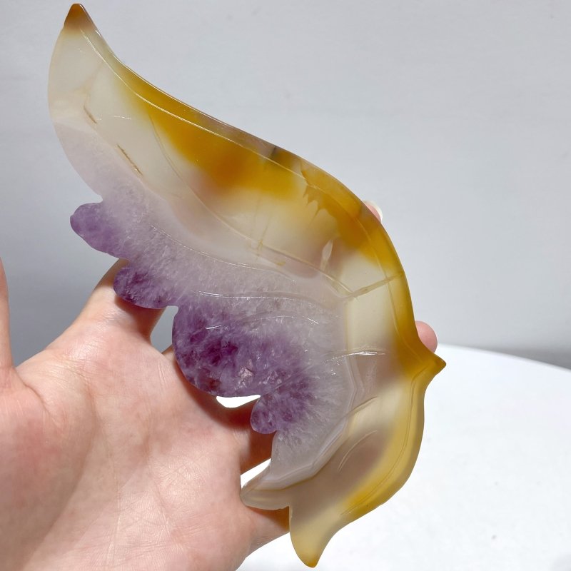 Agate Mixed Amethyst Butterfly Wing Carving With Stand - Wholesale Crystals