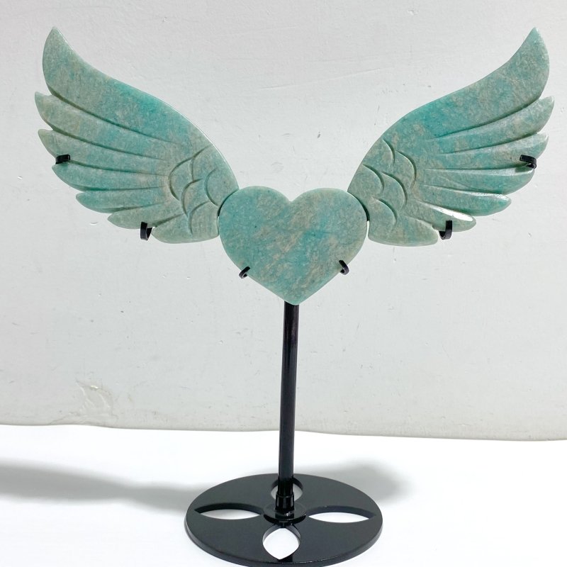 Amazonite Heart Wing Carving With Stand -Wholesale Crystals