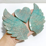 Amazonite Heart Wing Carving With Stand -Wholesale Crystals