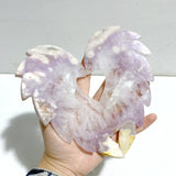 Amethyst Mixed Sakura Agate Heart Carving With Stand - Wholesale Crystals