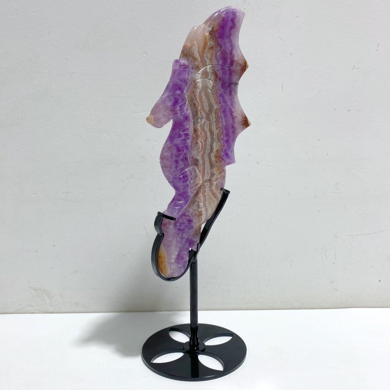 Amethyst Mixed Stripe Agate Flying Dragon Carving With Stand -Wholesale Crystals