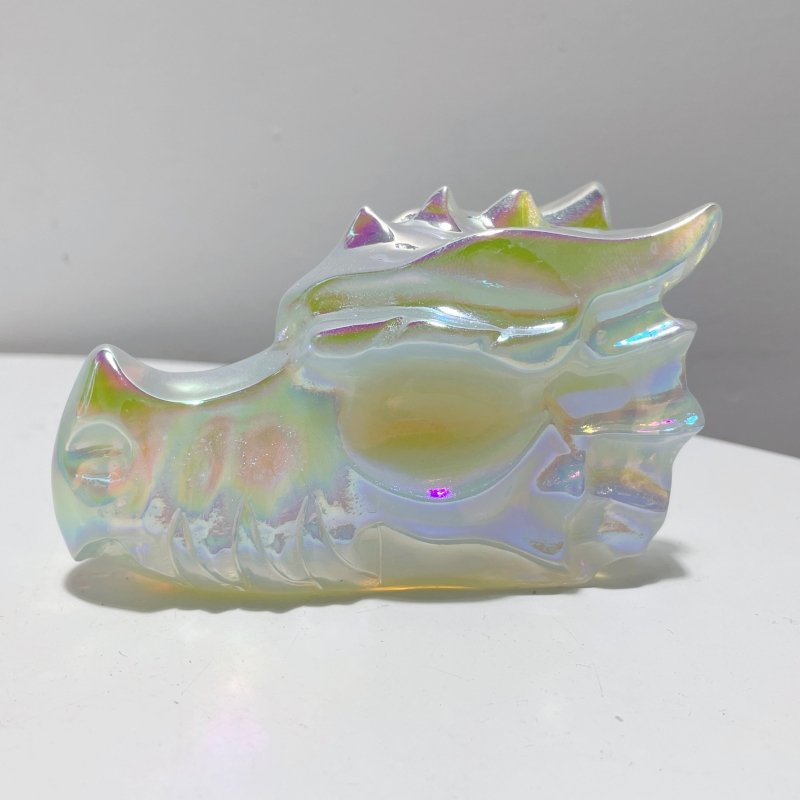 Aura 4in White Opalite Dragon Head Carving Wholesale - Wholesale Crystals