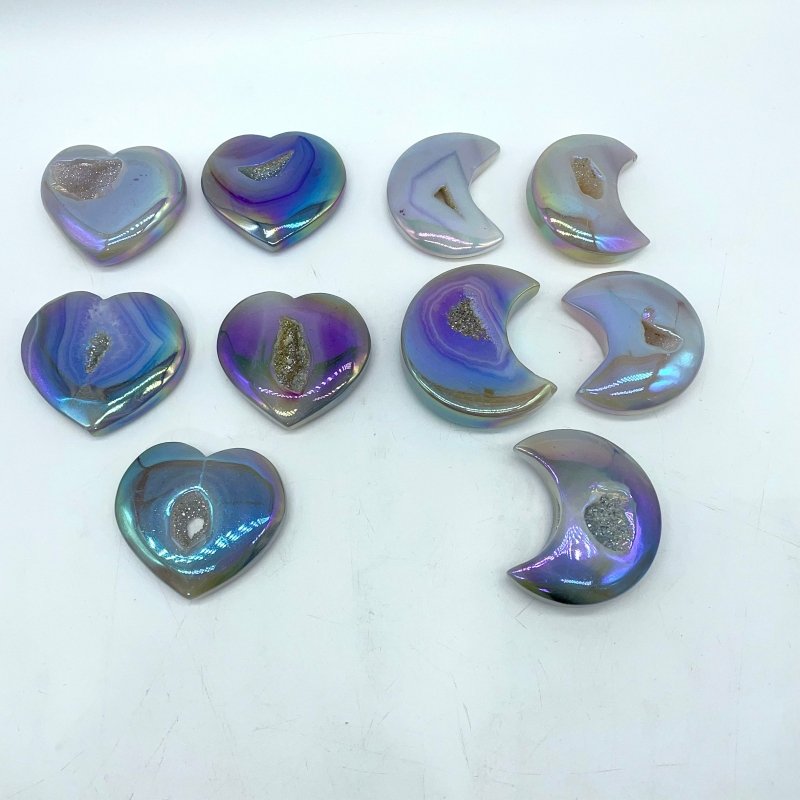 Aura Geode Druzy Agate Heart&Moon Crystal Wholesale -Wholesale Crystals
