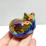 Aura Silver Sheen Obsidian Sleeping Cat Carving Wholesale - Wholesale Crystals