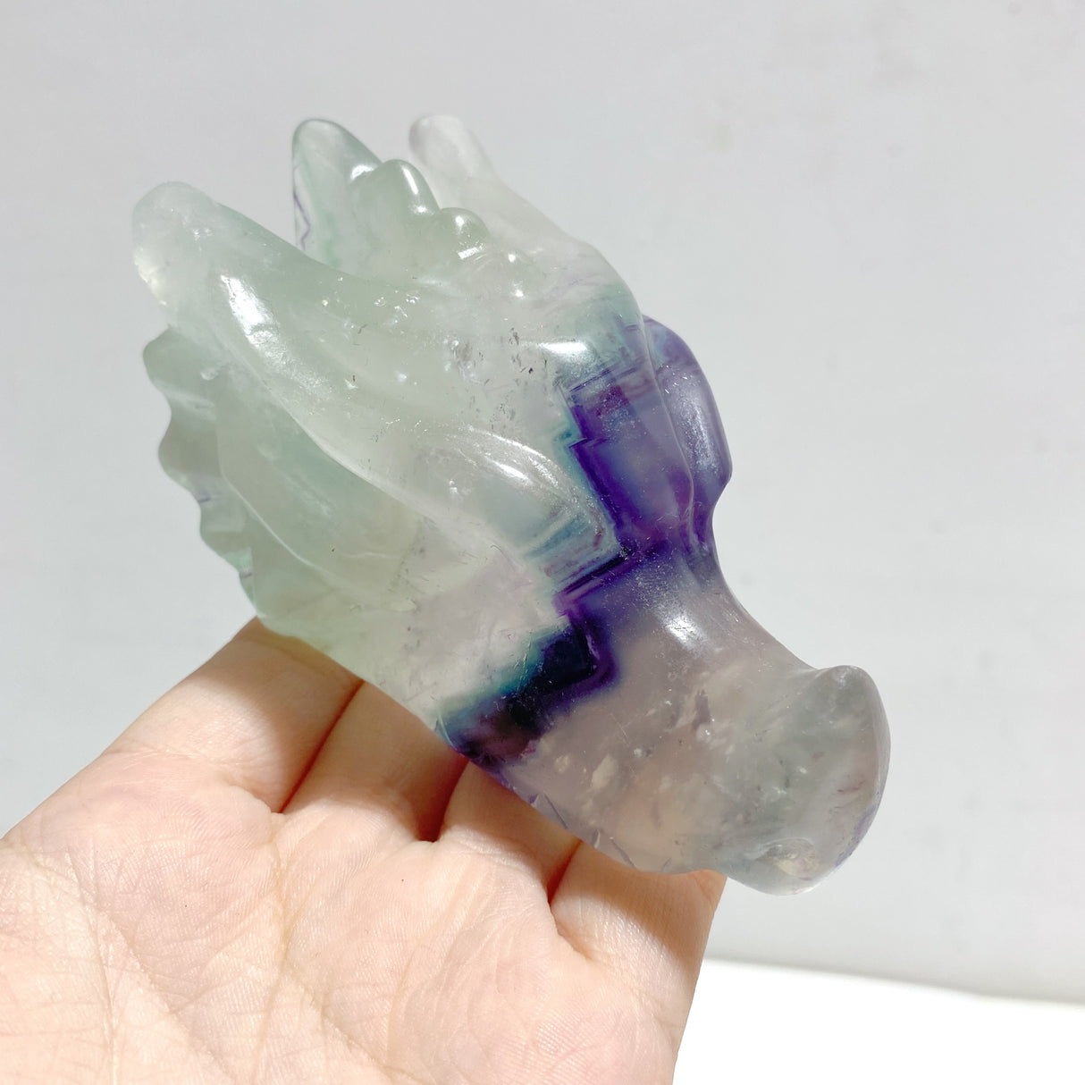 13 Pieces Rainbow Fluorite Dragon Head Carving