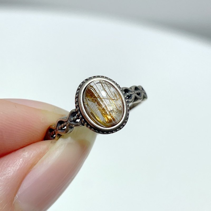 #B1 Silver Ring Wholesale Blue Moonstone Golden Rutile Garnet Black Tourmaline Ring - Wholesale Crystals