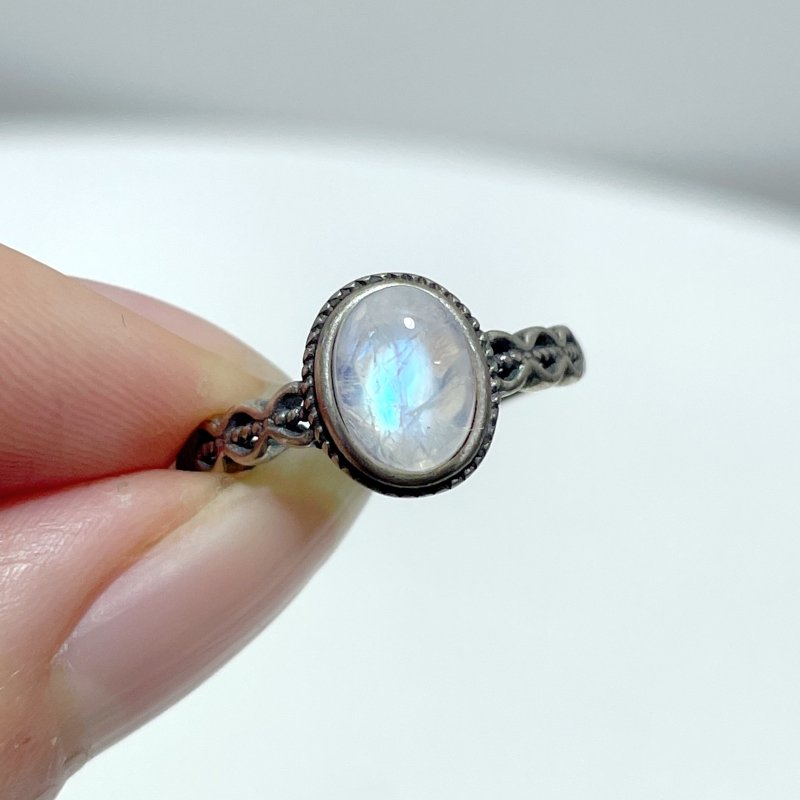 #B1 Silver Ring Wholesale Blue Moonstone Golden Rutile Garnet Black Tourmaline Ring - Wholesale Crystals