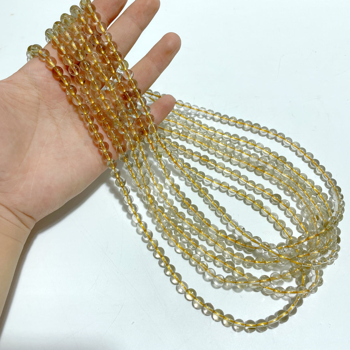 6 Pieces 6mm Rutile Quartz Beads 3-Loop Bracelet/Necklace For DIY